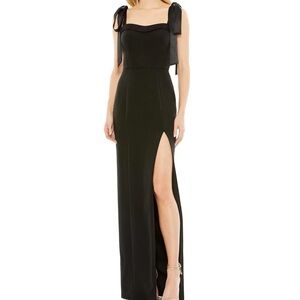 Mac Duggal Square Neck Tie Strap Slit Gown - Only Worn Once